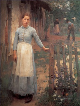 ジョージ・クラウセン Painting - 門の少女 現代農民 印象派 サー・ジョージ・クラウゼン